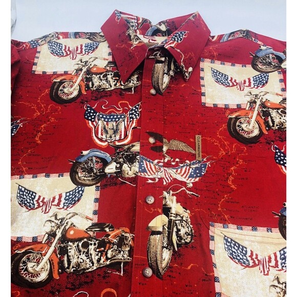 Clearwater Outfitters Motorcycles American Flag Print Short Sleeve Shirt sz XL - Picture 4 of 9